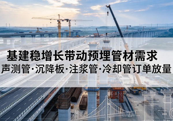 从江基建稳增长带动预埋监测管材需求，声测管、沉降板、注浆管订单持续放量