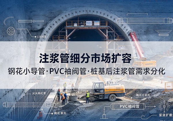 从江注浆管细分市场扩容，隧道钢花小导管、PVC 袖阀管、桩基后注浆管需求分化